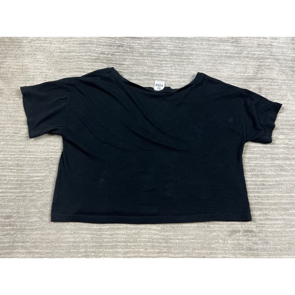 PINK Victorias Secret Cropped Top Womens Small Black Tank Ribbed Cotton Blend - Picture 6 of 11